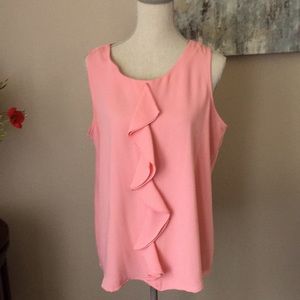 Alfani sleeveless ruffle front top deep peach